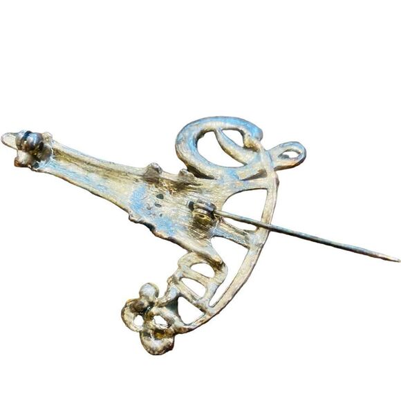 Vintage Paris gold tone & clear rhinestones Eiffel Tower pin brooch 1.25 inches - Picture 4 of 4